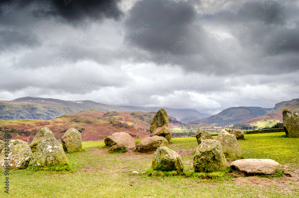 Castlerigg Stone Circle amongst the earliest in Britten about 3,000 BC at Keswick Cumbria 