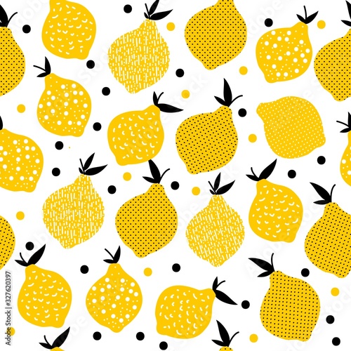 seamless pattern of the fresh Lemon. Summer fruit
