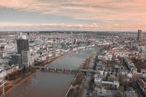  Frankfurt am Main Germany aerial view with drone. 02.03.2020 Frankfurt am Main Germany.