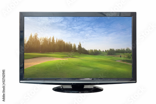 Television monitor in nature isolated on white background. Clipping path