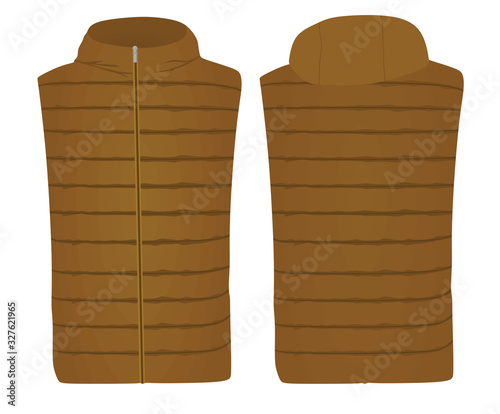 Brown vest with cap. vector illustration