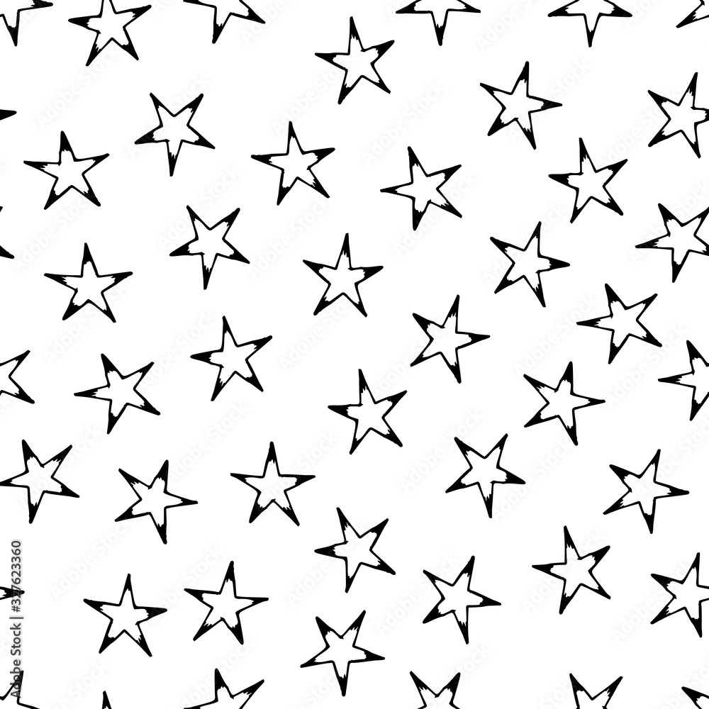 Seamless doodle hand drawn stars