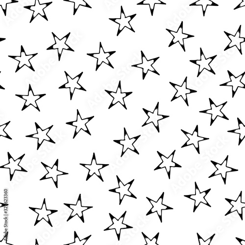 Seamless doodle hand drawn stars