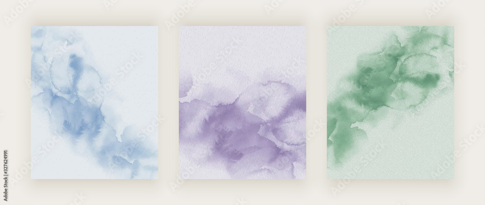 Blue, purple and green abstract watercolor brush stroke hand painted texture. Trendy background for banner, flyer, wedding invitation, product package