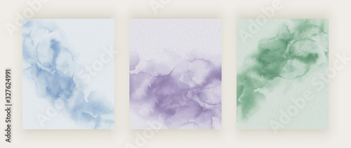 Blue, purple and green abstract watercolor brush stroke hand painted texture. Trendy background for banner, flyer, wedding invitation, product package © Millaly