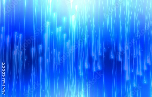 Shiny lines blur pattern on bright blue background. Abstract concept illustration. Futuristic decorative graphic.