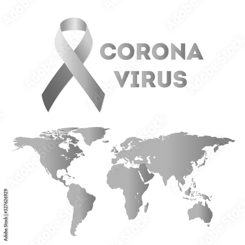 Coronavirus text outbreak with the world map and HUD circle element cyber futuristic concept, Abstract background virus hazard vector illustration