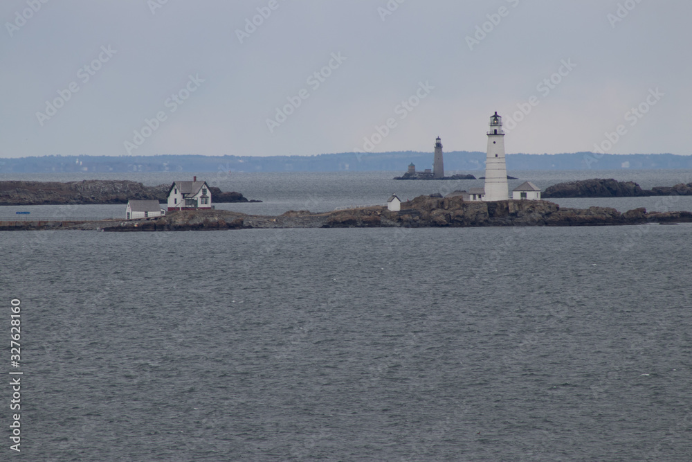 Boston Light and Graves Light on a cloudy day