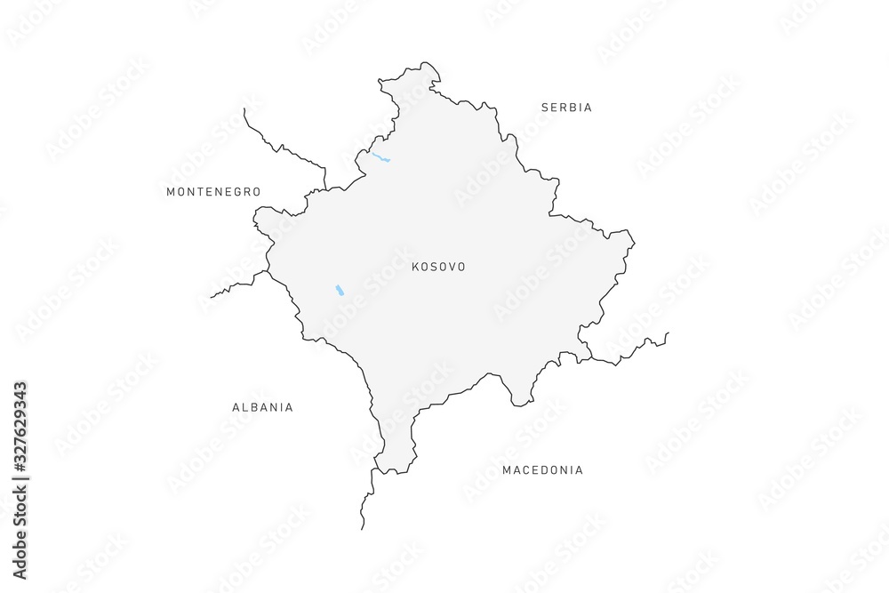 Kosovo map isolated on white background. Vector thin line border map.