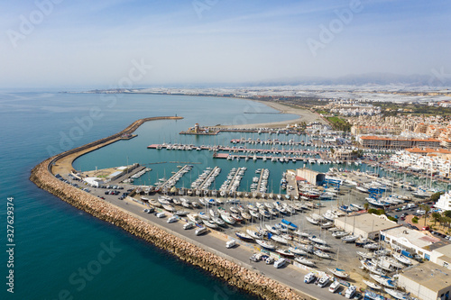 Aerial view of the Harbour  of Almerimar Spain on a sunny day 