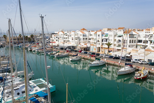 The harbour of Almerimar Spain on a sunny summer day 