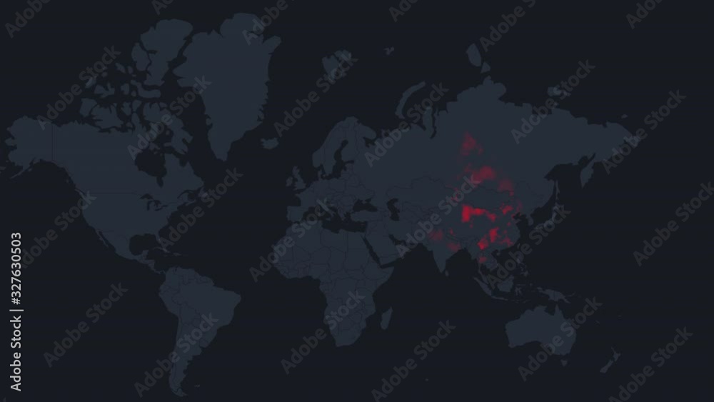 World Map of Infect Coronavirus COVID-19. animation of coronavirus infection World Map of Infect Coronavirus COVID-19. animation of coronavirus infection