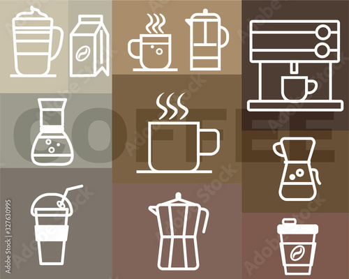 vector illustration of coffee machines icon set