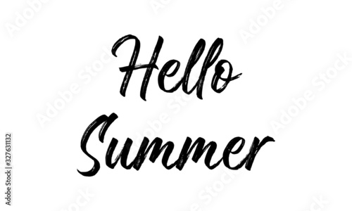Hello Summer hand drawn lettering phrase illustration