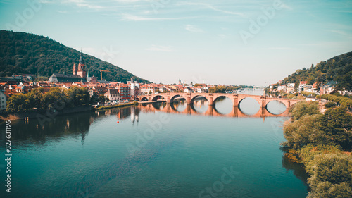 Aerial View of Heidelberg Germany with Neckar River