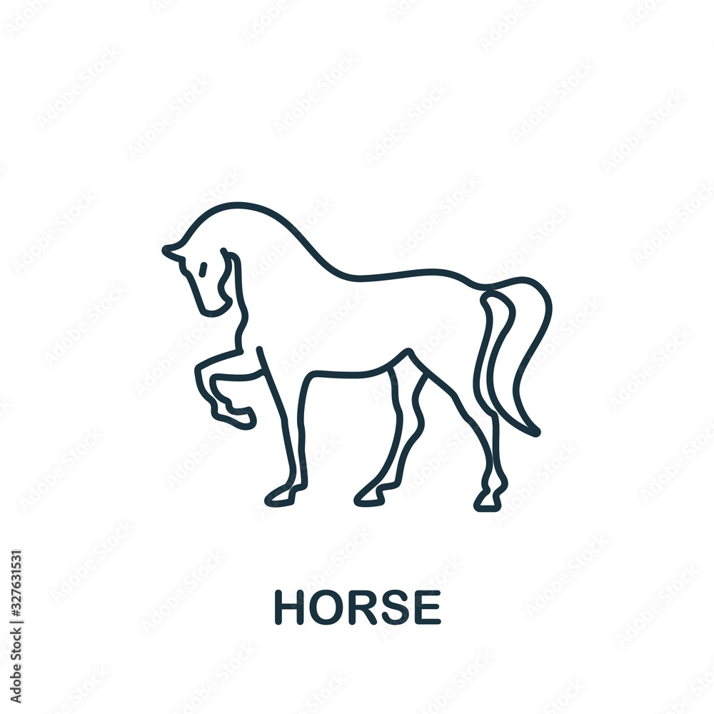 Horse icon from home animals collection. Simple line element Horse symbol for templates, web design and infographics