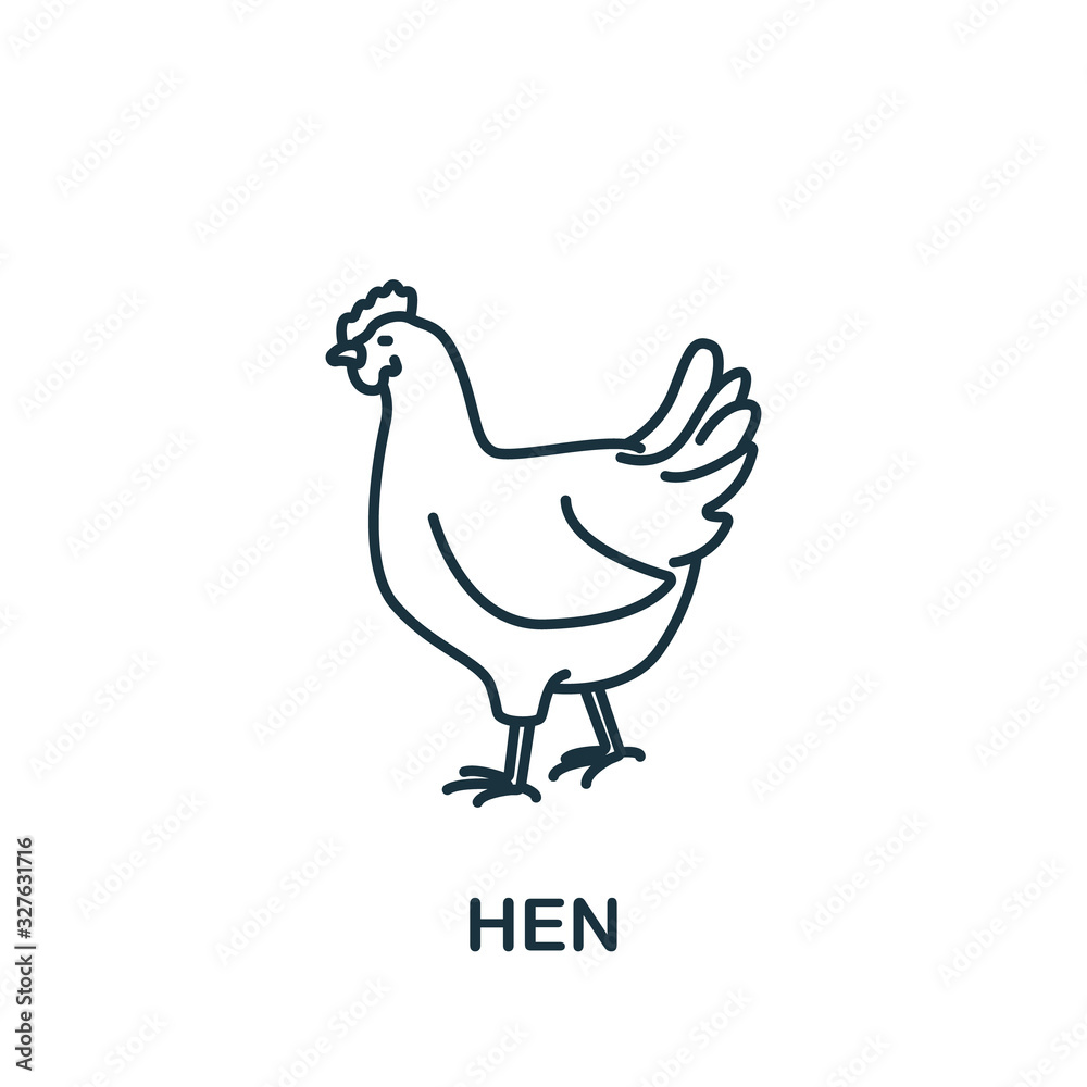 Hen icon from home animals collection. Simple line element Hen symbol for templates, web design and infographics