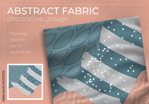 Abstract Fabric Decorative Design with Realistic Mock up for Printing Production. Hijab , Scarf , Pillow , etc.