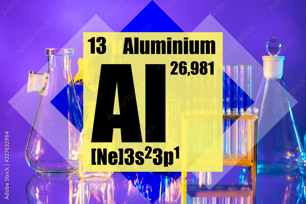 The chemical element is aluminum. Element with atomic number 13. Light