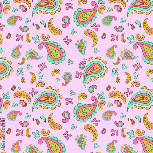 seamless pattern with paisleys from Pakistan and India