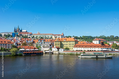 Passenger ship on the Vltava river in Prague