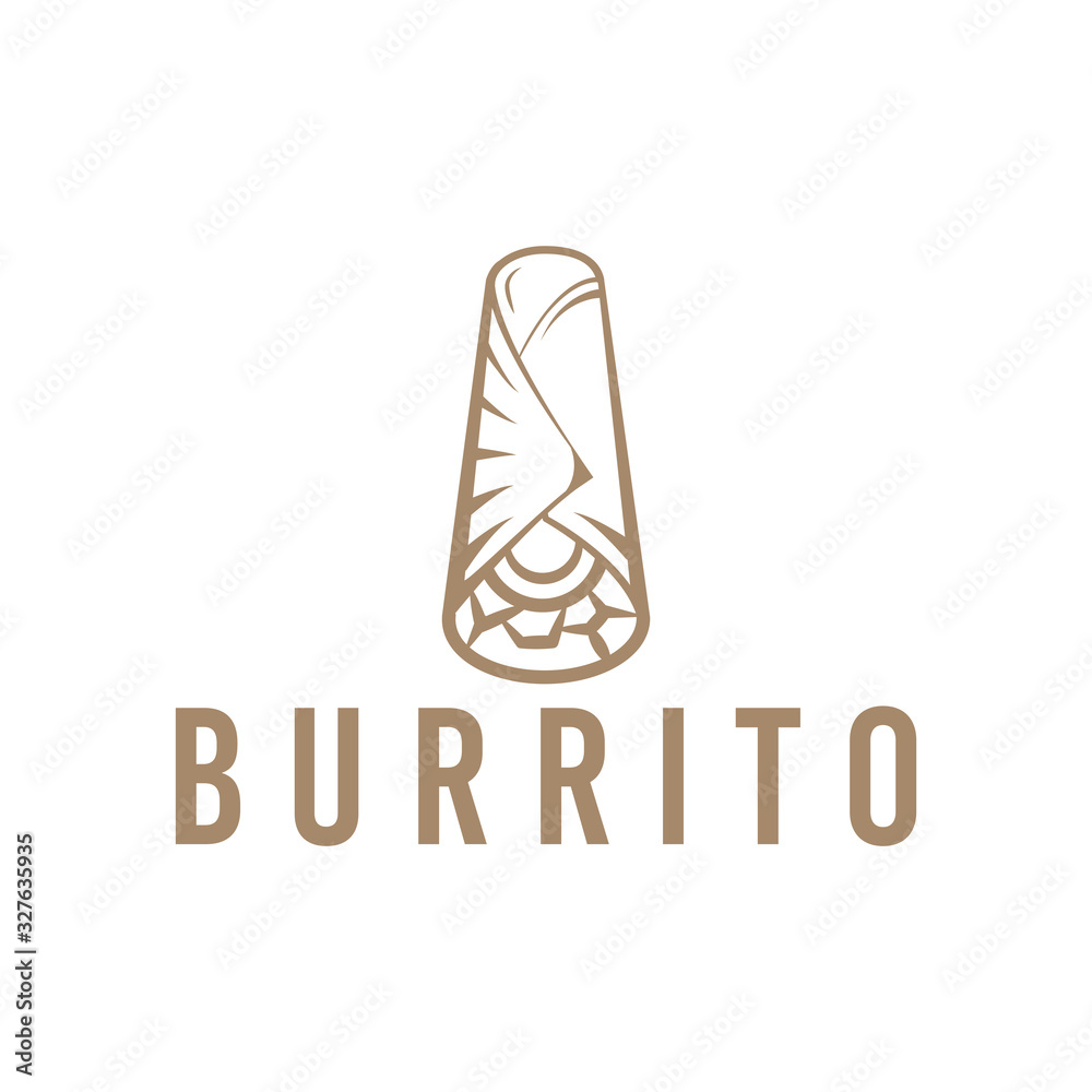 Burrito logo in vintage line style with sample text
