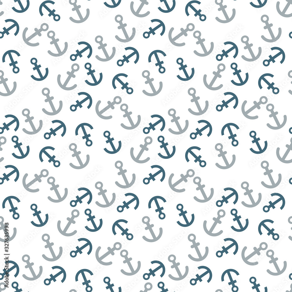 Seamless pattern with the blue anchor on the white background. Vector illustration. eps 10