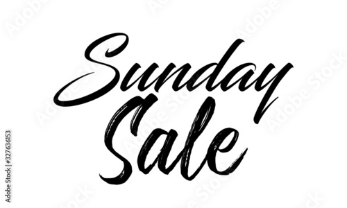 Sunday Sale Postcard. Ink illustration. Modern brush calligraphy. Isolated on white background.