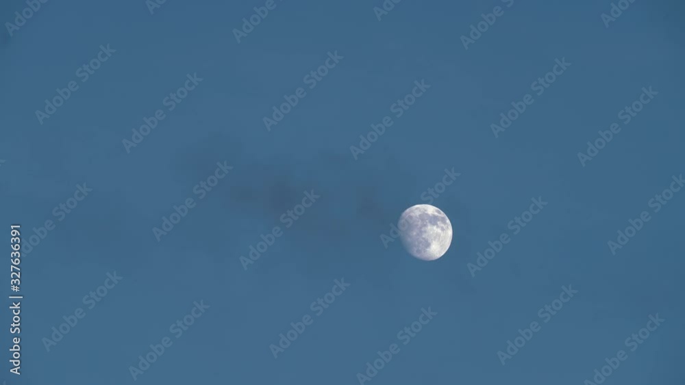 Telephoto View of Full Moon with Blue Sky Background Telephoto View of Full Moon with Blue Sky Background