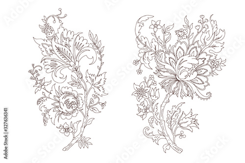 Fancy decorative floral vector branch lineart
