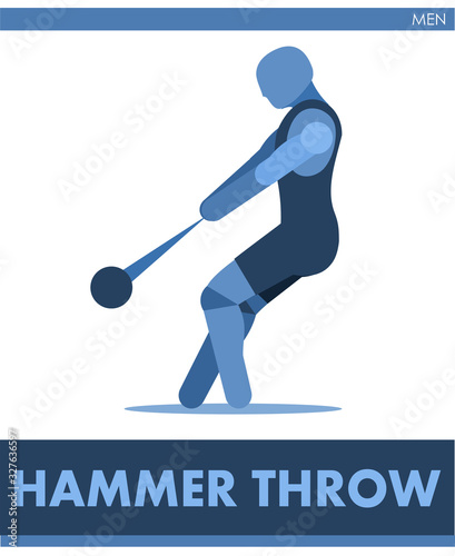 Hammer throw pictogram. Man competes in Hammer throwing. Icon of sportsman track and field. Men or boys athletics. International male summer sports. Symbolic image is one of a series.  Vector photo