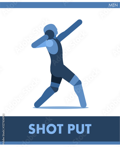 Shot put pictogram. Man competes in putting the shot. Icon of sportsman track and field. Men or boys athletics. International male summer sports. Symbolic image is one of a series.  Vector