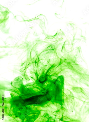 Green smoke on white background