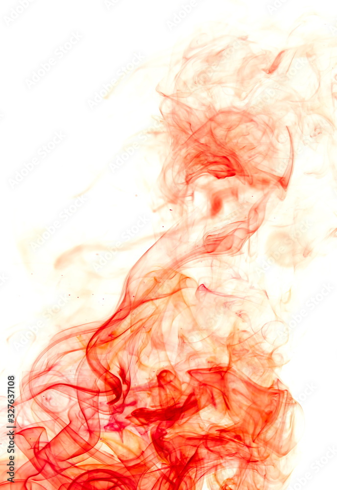 Fototapeta premium Red smoke on white background