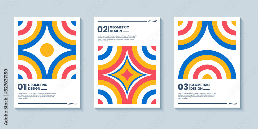 Modern abstract bright poster covers set, minimal geometric covers design. Colorful geometric background Modern abstract bright poster covers set, minimal geometric covers design. Colorful geometric background