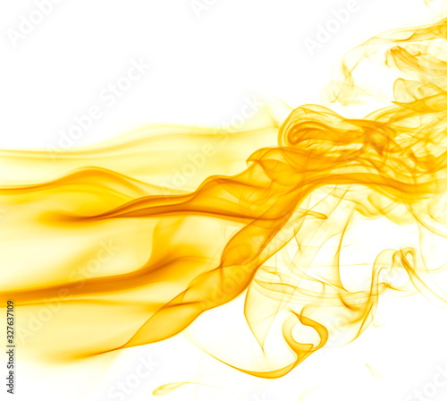 Yellow smoke on white background