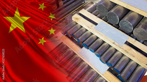 Sticker Aluminum on the background of the flag of China