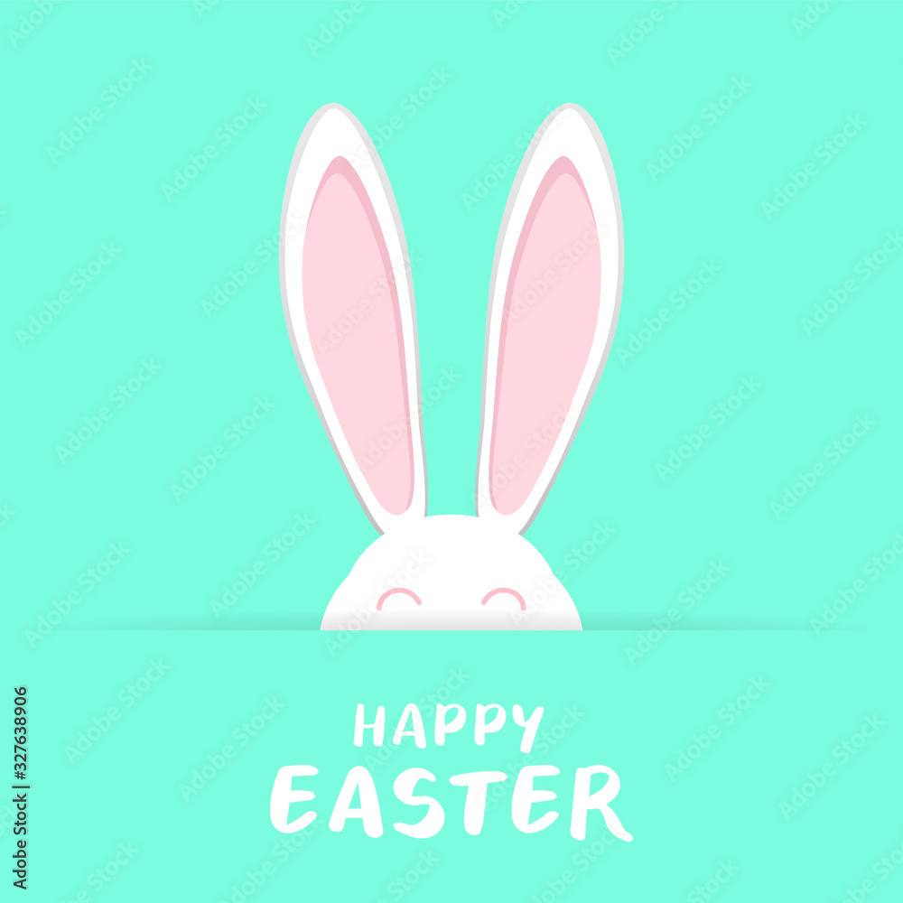 Fototapeta premium Happy Easter design with cute bunny for poster, banner or invitation cards. Vector illustration