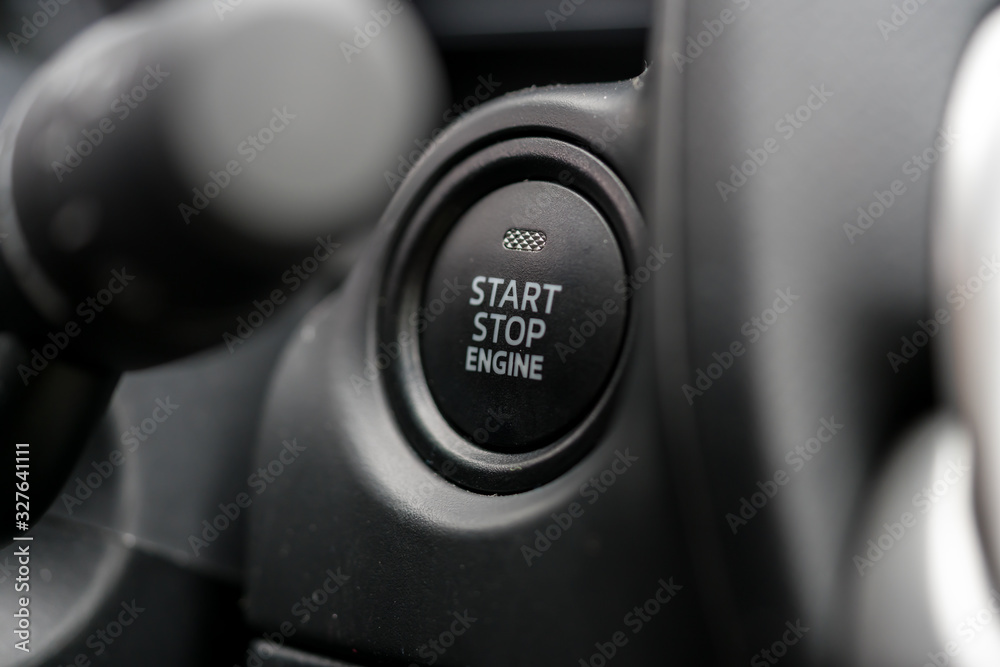 Start and stop button of a car cockpit