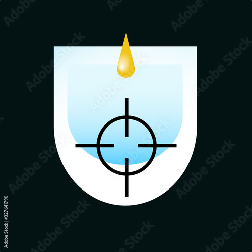 Male urinal in sight crosshair for an accurate hit vector sign