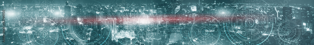 Cityscape cogwheels. Gears interface concept. Web banner. Cityscape cogwheels. Gears interface concept. Web banner.
