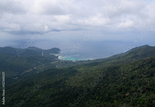 Beautiful bay in Thailand. The view from the mountain to the Phangan.