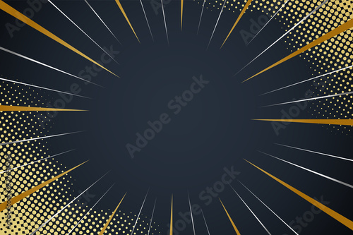 Golden Comic zoom lines motion background with halftone.Premium Style.Abstract Luxury Background