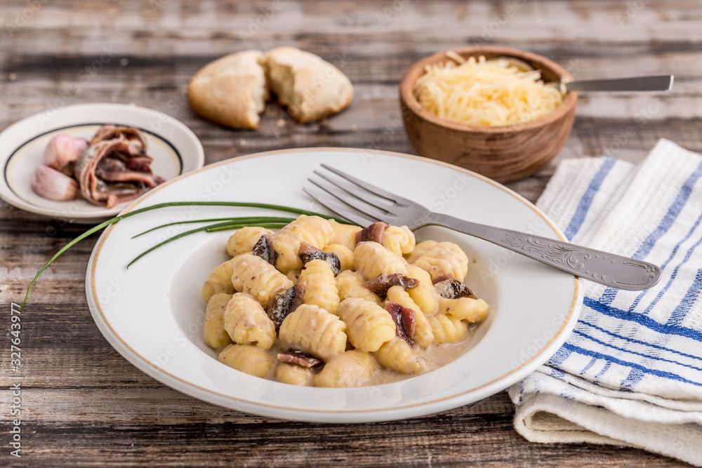 Four cheese capelettis with forest mushroom sauce Four cheese capelettis with forest mushroom sauce