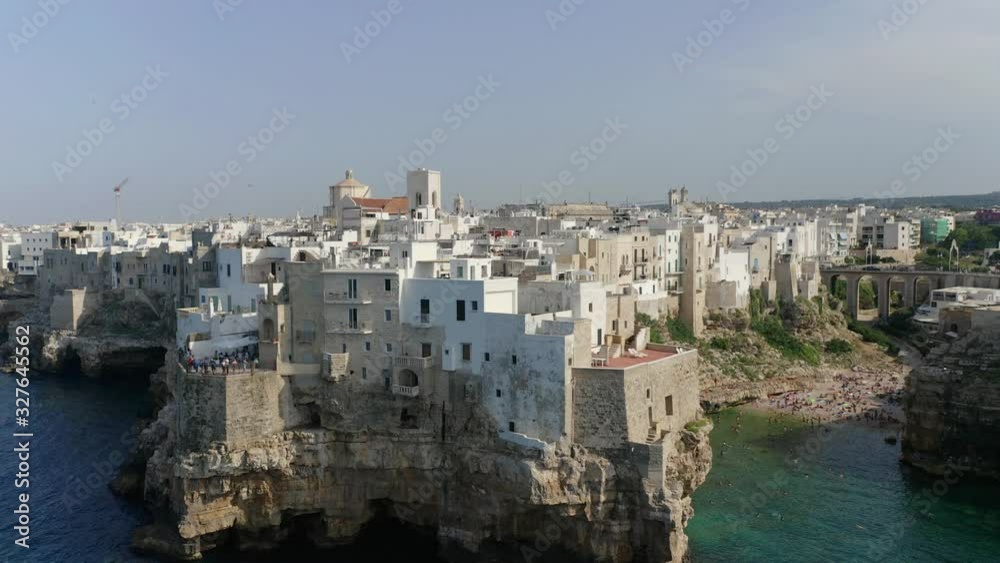 Beach and old town of Polignano a Mare, Apulia, Italy Beach and old town of Polignano a Mare, Apulia, Italy