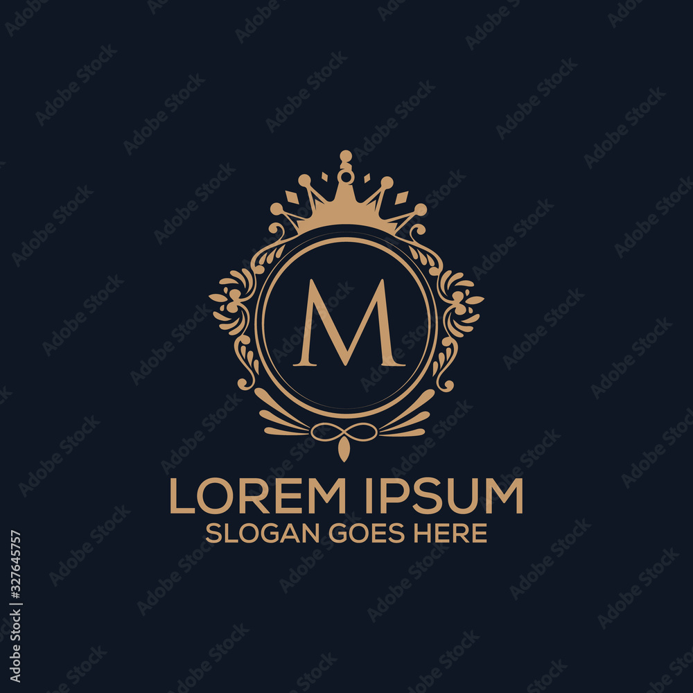 Fototapeta premium Decorative luxury M letter logo design template vector eps 