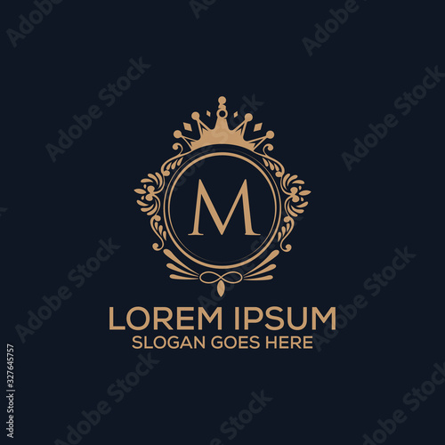 Decorative luxury M letter logo design template vector eps 