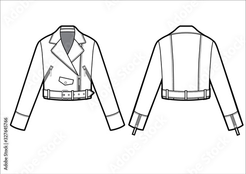 leather fashion biker jacket vector illustration