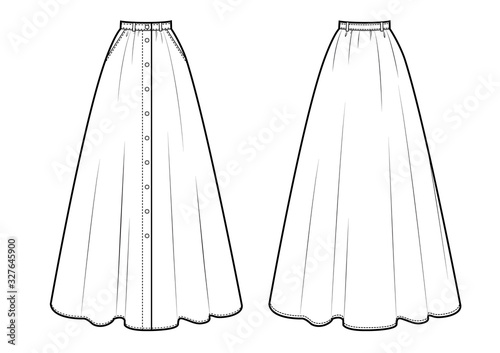 maxi skirt sketch vector illustration