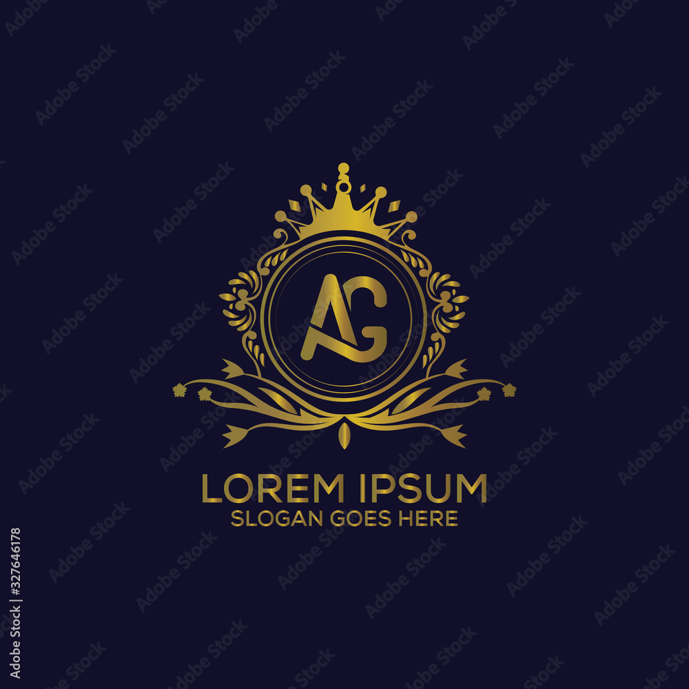 Decorative luxury AG letter logo design template vector eps 